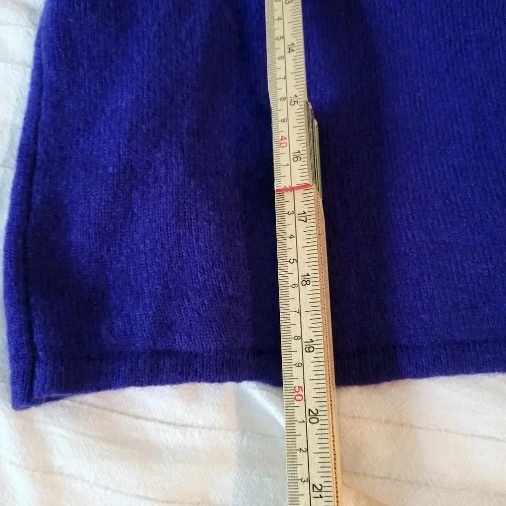 LAPOINTE Airy Cashmere Silk Fitted Cut Out Top In IndigoLarge Cold Should… - Picture 15 of 16